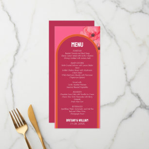 Modern Pink Floral Bold Wedding Flat Menu