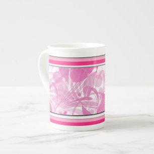 Modern Pink Floral Bone China Mug