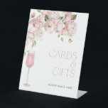 Modern Pink Floral Bridal Shower Gift & Cards Pedestal Sign<br><div class="desc">A graceful detail for the gift table, this Cards & Gifts sign brings the signature Petals & Prosecco charm into your event styling. With delicate watercolor florals and a pink prosecco glass, it blends seamlessly into modern bridal showers, bridesmaid luncheons, or engagement gatherings. Pairs beautifully with matching signage, favour tags,...</div>