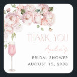 Modern Pink Floral Bridal Shower Thank You Square Sticker<br><div class="desc">An elegant way to finish the celebration with warmth and grace. This floral sticker adds a personal touch to gift bags, party favours, or boxed treats—tying your event together with effortless charm. Perfect for showers, bridesmaid lunches, or farewell brunches. Matching pieces available by request. Copyright Anastasia Surridge, all rights reserved....</div>