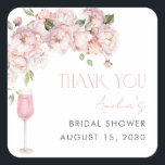 Modern Pink Floral Bridal Shower Thank You Square Sticker<br><div class="desc">An elegant way to finish the celebration with warmth and grace. This floral sticker adds a personal touch to gift bags, party favours, or boxed treats—tying your event together with effortless charm. Perfect for showers, bridesmaid lunches, or farewell brunches. Matching pieces available by request. Copyright Anastasia Surridge, all rights reserved....</div>
