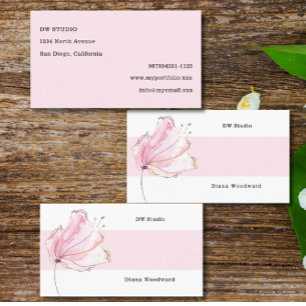 Modern Pink Floral Business Card
