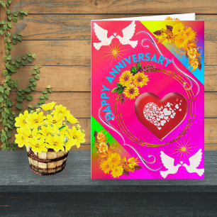 Modern Pink Floral Doves Boho Elegant Chic Trindy Thank You Card