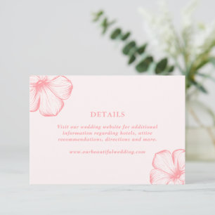 Modern Pink Floral Elegant Wedding Enclosure Card