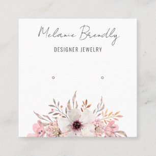 Modern Pink Floral Jewellery Earring Display Square Business Card
