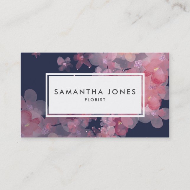 Modern Pink Floral Landscape design florist Business Card (Front)