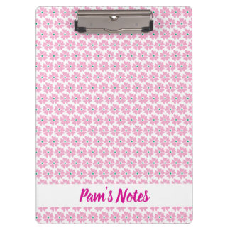 Modern Pink Floral Name Clipboard