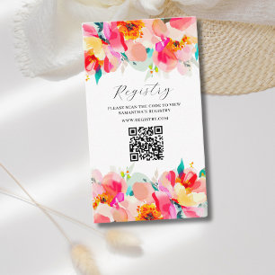 Modern Pink Floral Registry Bridal Shower Enclosure Card