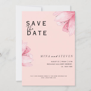 Modern Pink Floral Romance wedding Save The Date