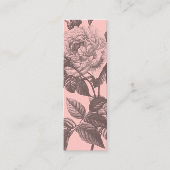Modern pink floral rose flowers girly chic florist mini business card (Front)