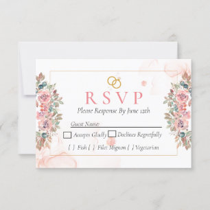 Modern pink floral RSVP card