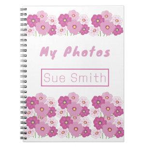 Modern Pink Floral Spiral Photo Notebook
