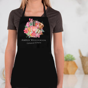 Modern Pink Floral Watercolor Beauty Makeup Artist Apron