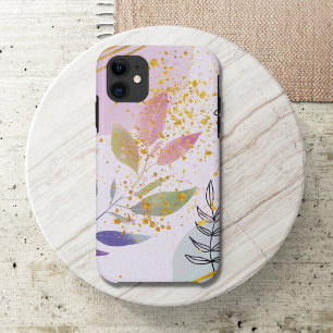 Modern Pink Floral Watercolor Faux Gold Glitter Case-Mate iPhone Case