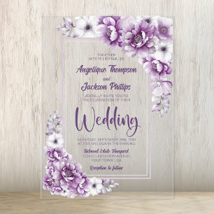 Modern Pink Floral Wedding Acrylic Invitations