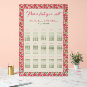Modern Pink Floral Wedding Acrylic Seating Chart