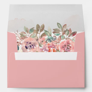 Modern pink floral wedding details  envelope