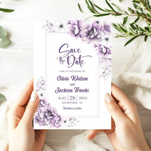 Modern Pink Floral Wedding Save the Date Invitation