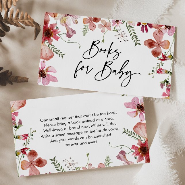 Modern Pink Florals Books For Baby Enclosure Card (Creator Uploaded)