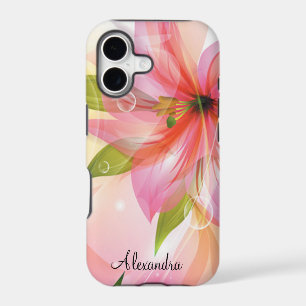 Modern Pink Flower Abstract Monogram