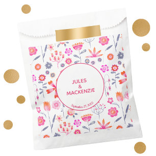 Modern Pink Flower Garden Boho Favour Bags