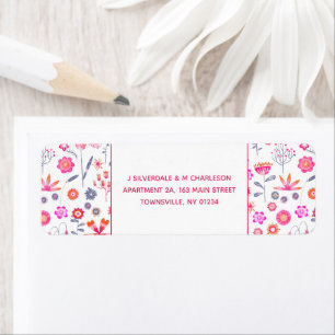 Modern Pink Flower Garden Boho Return Address