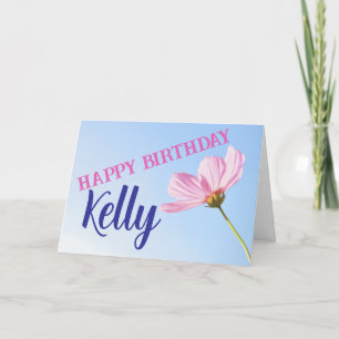 MODERN PINK FLOWER HAPPY BIRTHDAY CARD