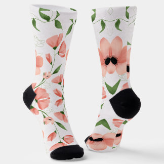 Modern Pink Flower Personalise Socks