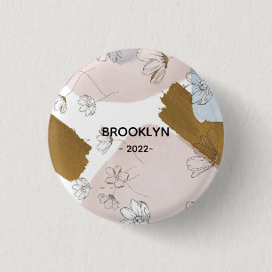 Modern Pink Flowers 3 Cm Round Badge
