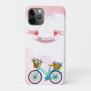 Modern Pink Flowers Bicycles Case-Mate iPhone Case
