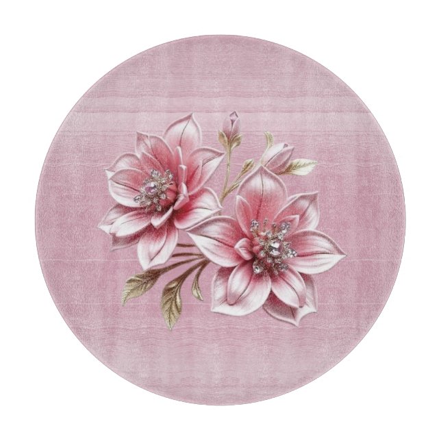 Modern Pink Flowers Cutting Board (Front)