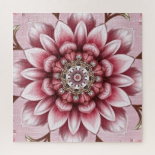 Modern Pink Flowers Jigsaw Puzzle