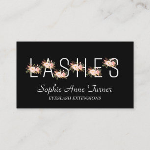 Modern Pink Flowers Letter EyeLash Extensions Business Card