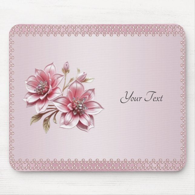 Modern Pink Flowers Mousepad (Front)