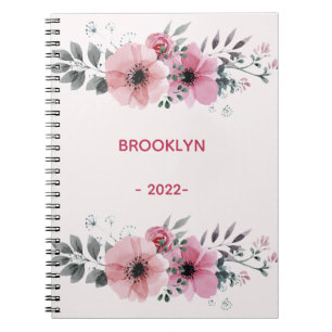 Modern Pink Flowers Notebook
