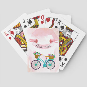 Modern Pink Flowers Playing Cards