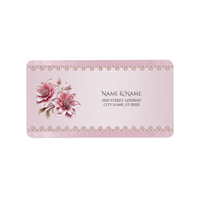 Modern Pink Flowers Return Address Label (Front)