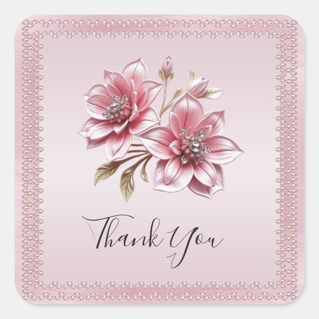 Modern Pink Flowers Sticker (Front)