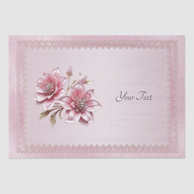 Modern Pink Flowers Tissue Paper (Front)