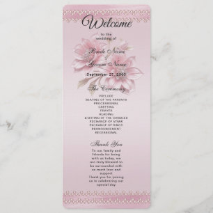 Modern Pink Flowers Wedding Program Programme