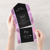 Modern Pink Foil Black Shiny Wedding 