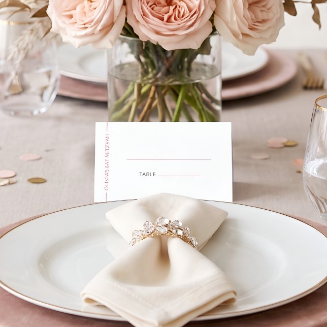 Modern Pink Folded Bat Mitzvah Place Card (Creator Uploaded)