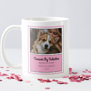 Modern Pink Frame Personalised Dog Valentine's Day Coffee Mug