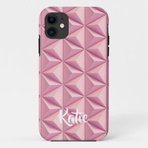  Modern Pink Geometric Shapes volume 3D Name  Case-Mate iPhone Case