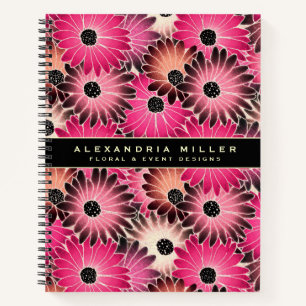 Modern Pink Gerbera Daisy Floral Personalised Notebook