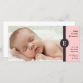 Modern Pink Girl Baby Birth Announcement Photocard (Front/Back)