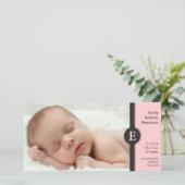 Modern Pink Girl Baby Birth Announcement Photocard (Standing Front)