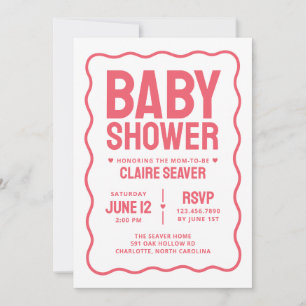 Modern Pink Girl Baby Shower Invitation