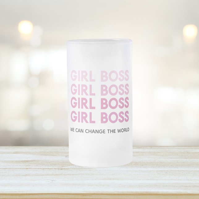 Modern Pink Girl Boss Best Girly Gift Frosted Glass Beer Mug (Creator Uploaded)