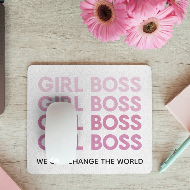 Modern Pink Girl Boss Best Girly Gift Mouse Pad (Creator Uploaded)